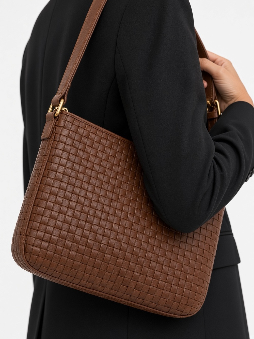 GEM brown Woven leather shoulder bag purse Women’s